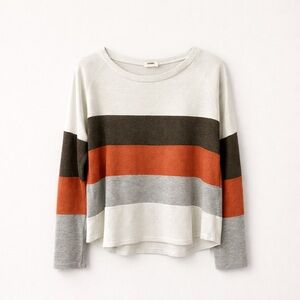 ADORA Super Soft Women's Color Block Sweater - White, Brown, and Orange
